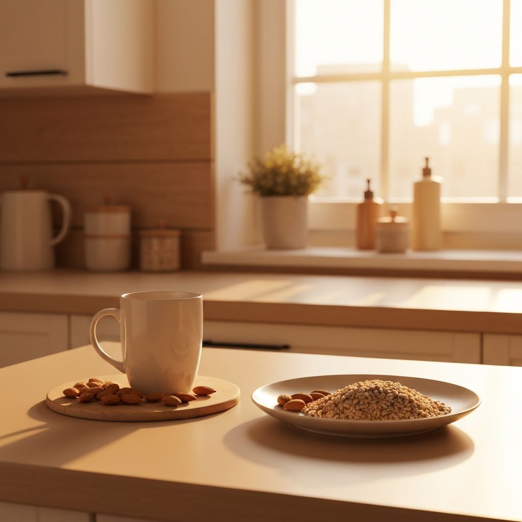 Sleep-supporting foods in warm lighting