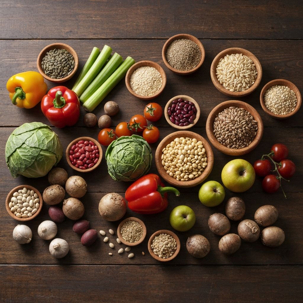 Diverse whole foods representing variety and balance